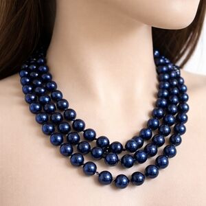 White House Black Market Blue Beaded 54" Long Necklace - Women's Fashion Jewelry